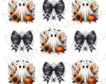 ゴースト コケット シームレス パターン | ハロウィン コケット シャツ | ハロウィン 背景 | コウモリとゴースト コケット | ハロウィン シャツ PNG PDF JPEG