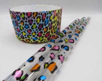 Rainbow LEOPARD Silicone  Cup Boot and Straw| Silicone Cup Protector |Stanley Cup Boot| Leopard Tumbler|40oz quencher boot| silicone boot|