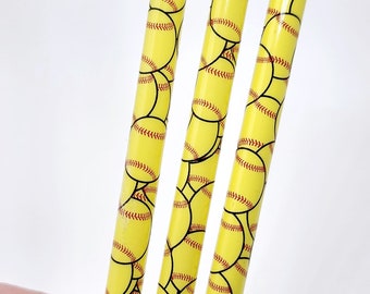 Softball Straws|Softball Mama|reusable Straws|Custom Straw|Softball Gift|Real Girls Play Sofball|Baseball Straw|Green Product|Sports Straw