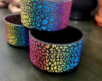 Rainbow Glitter LEOPARD Silicone  Cup Boot| Silicone Cup Protector |Stanley Cup Boot| Leopard Tumbler|40oz quencher boot| silicone boot|