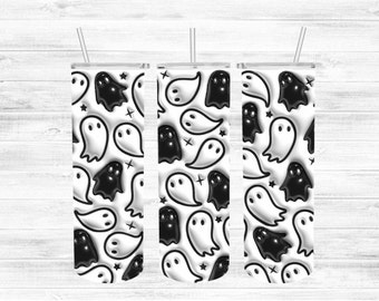 3D Ghost Tumbler Wrap| Halloween Tumbler Wrap| 3D Tumbler Wrap| 3D Ghost Sublimation Wrap | 3D Tumbler Design| Inflated Puff Ghost Wrap