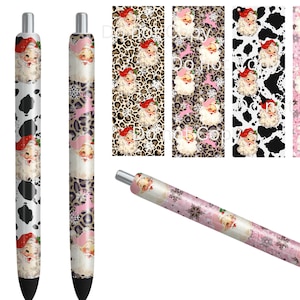 Vintage Santa Sublimation Wrap / Pen Wraps / Santa Pen Wrap / Leopard Santa / Vintage Sublimation Wrap / Ink Joy Wrap / Christmas Pen Wrap / Pink Santa