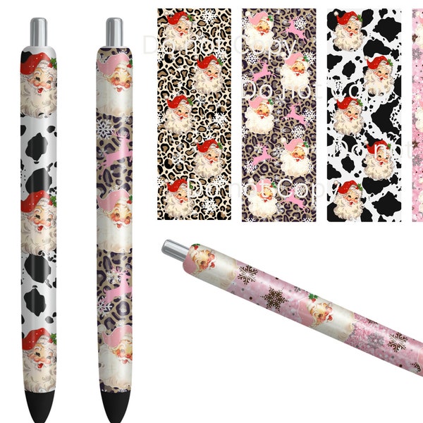 Vintage Santa Sublimation Wrap|Pen Wraps| Santa Pen Wrap|Leopard Santa|Vintage Sublimation Wrap|Ink Joy Wrap|Christmas Pen Wrap|Pink Santa