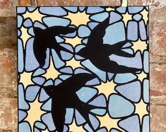 Dawn Swallows - handgemaakte print