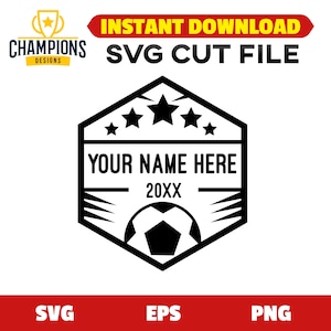 Benutzerdefinierte Fußball-Emblem, Fußball-Emblem, Fußball-Svg, Ihren Namen hier, Svg-Dateien für Cricut, anpassen, benutzerdefinierte Svg, Fußball-Shirt, Fußball-Design