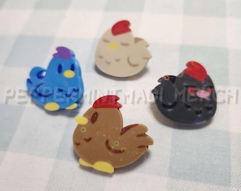 Chicken Pin Collection | Stardew Valley Chickens | 3D Printed Handmade Pin Accessory