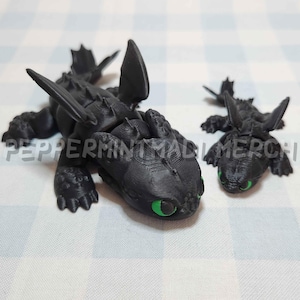 Wiggly Toothless | 3D Printed PLA Night Fury Fidget | Flexi Articulated Dragon Collectible
