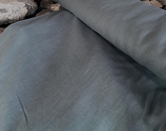 Willow Linen - 100% European stone washed linen   - solid  - blue   - (sold by the half yard )