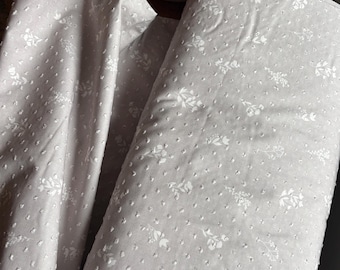 100% Cotton Swiss Dot Fabric – Taupe Floral Print – Exclusive Design (Sold by Half Yard)