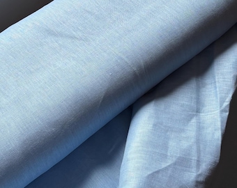 Coastal Blue Linen Fabric – 195 GSM – 100% Linen – Soft Dusty Blue – 54” Wide – Sold by Half Yard