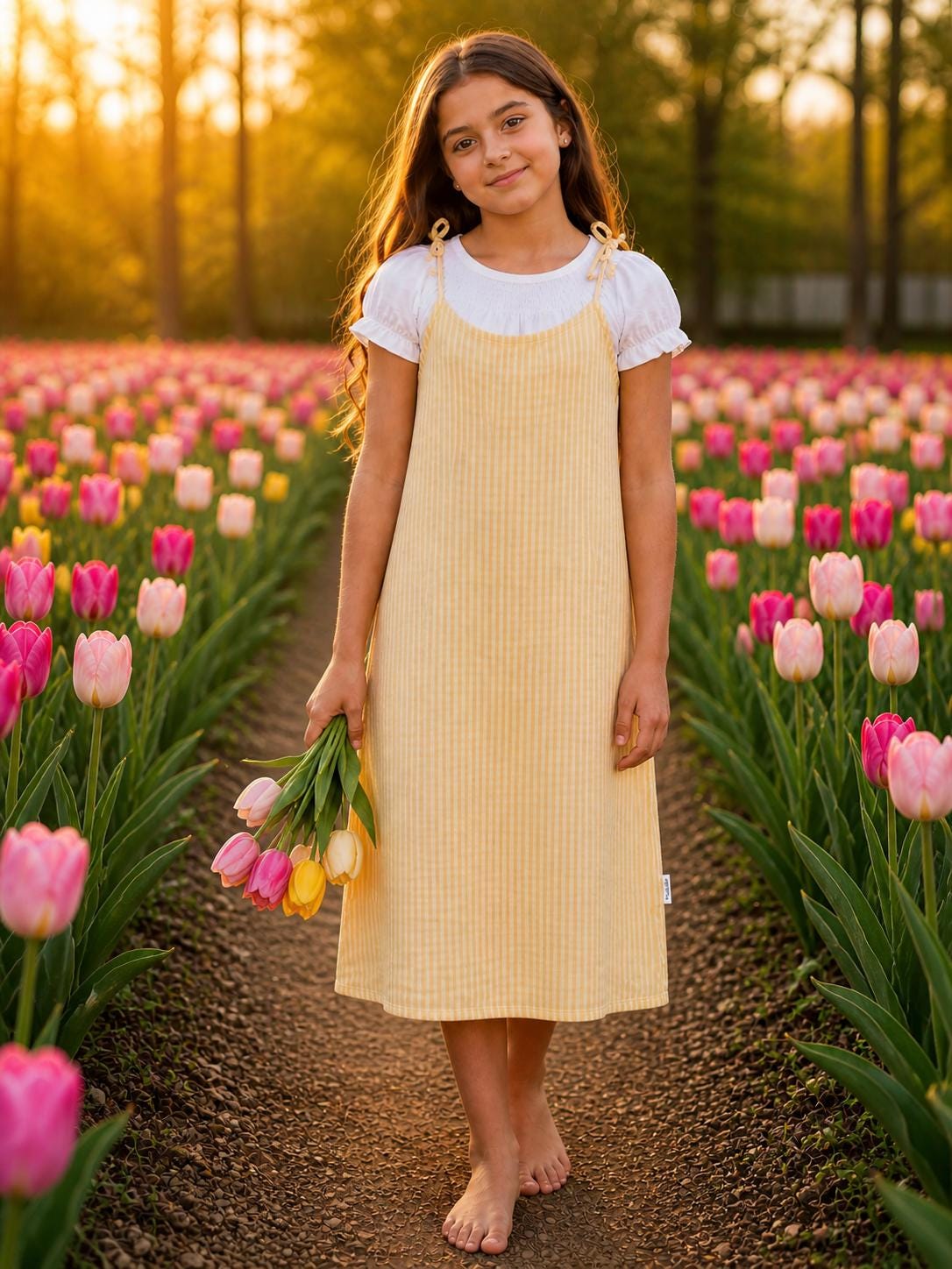 knee length dresses for ladies Butter Yellow Linen Bias Cut Midi Dress