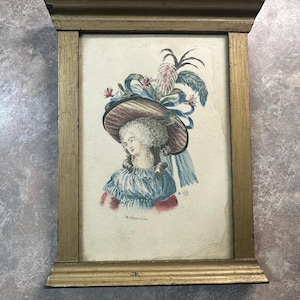 Antique Lithograph Print French Woman Portrait Sidney Z Lucas Circa 1930