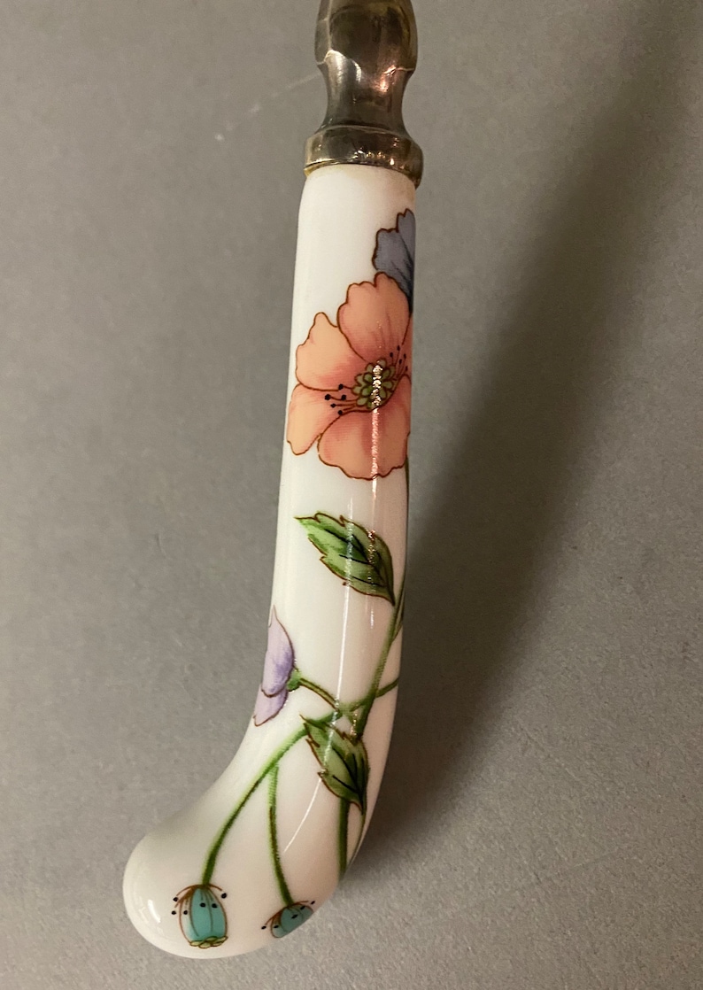 Vintage Sheffield Silver Plate Punch Ladle Porcelain Handle Etsy