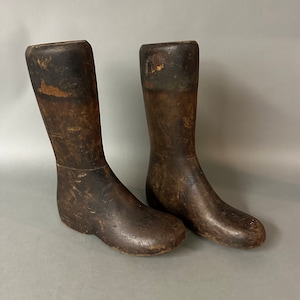 Antique Pair Wooden Childs Boot Maker Forms Fram L Co. 19th C