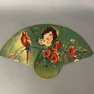 Vintage Paper Lithograph Advertising Hand Fan Circa 1920s