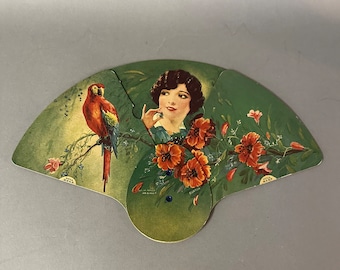 Vintage Paper Lithograph Advertising Hand Fan Circa 1920s