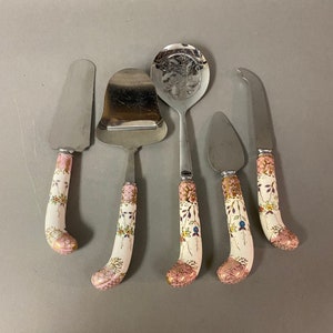Vintage Sheffield England Prill Five Piece Porcelain Dessert Serving Set