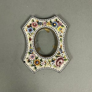 Antique Italian Floral Micro Mosaic Glass Tesserae Photo Frame Circa 1890