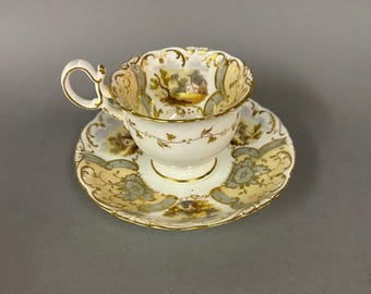 アンティーク KPM ベルリンアールヌーヴォーカップ＆ソーサー プレート Antique KPM Berlin Porcelain Cup & Saucer Hand Painted Harbor