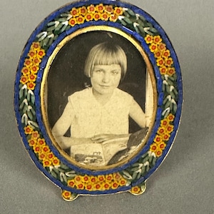 Vintage Italian Micro Mosaic Oval Photo Frame Circa 1940