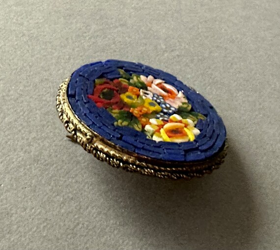 Antique Micro Mosaic Floral Brooch Circa 1920 - image 4