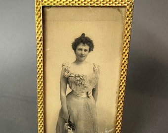 Antique Gilt Brass Easel Back Photo Frame Circa 1900