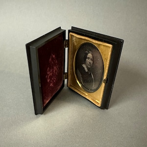 Antique Daguerreotype Portrait of a Woman in Gutta Percha Case 19th C