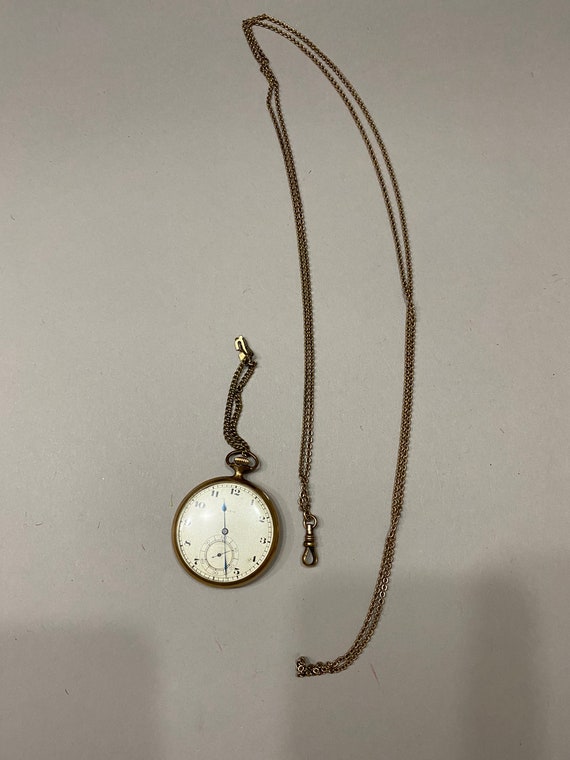 Antique Elgin 10k Pocket Watch with chain Circa 1… - image 2