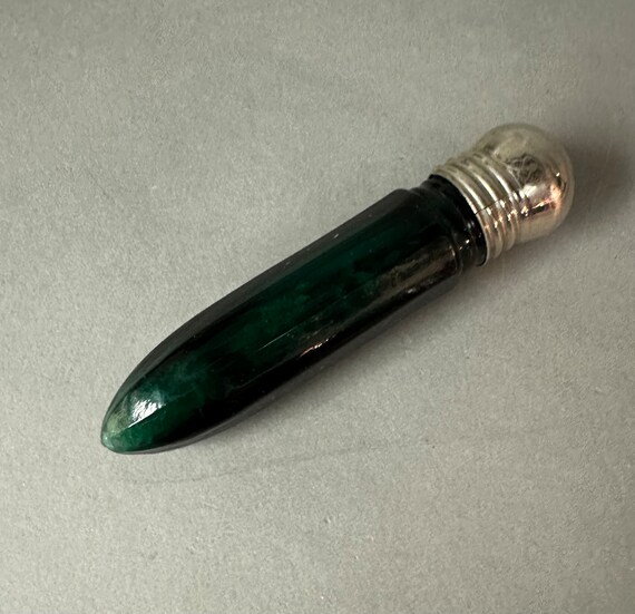 Antique Victorian Emerald Green Art Glass Cologne… - image 3