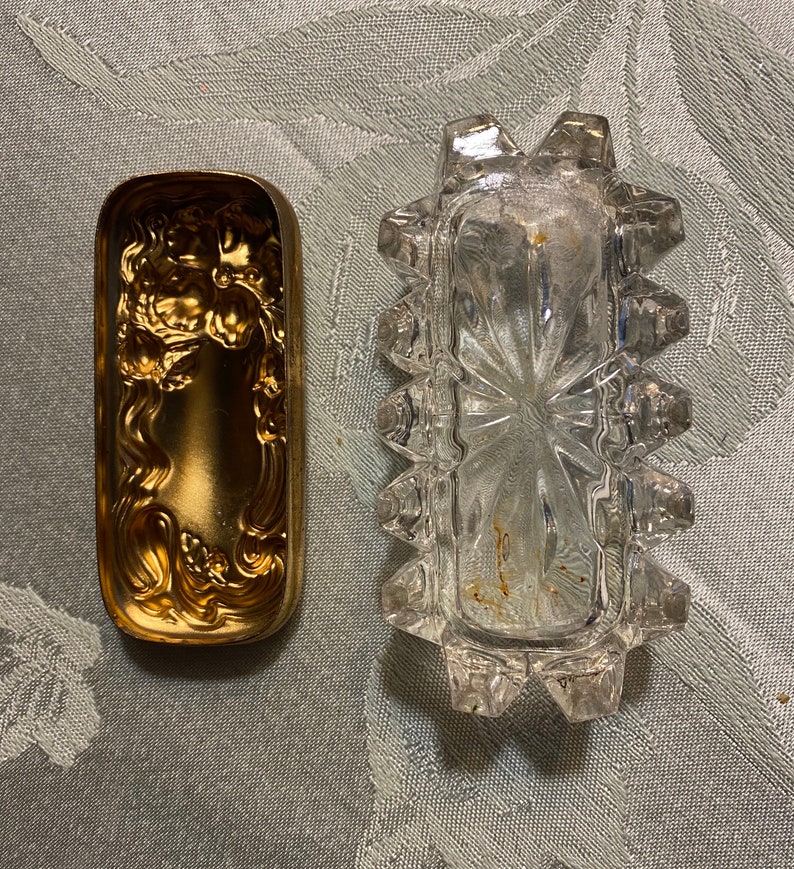 Antique Art Nouveau Glass Jewel Box Circa 1910