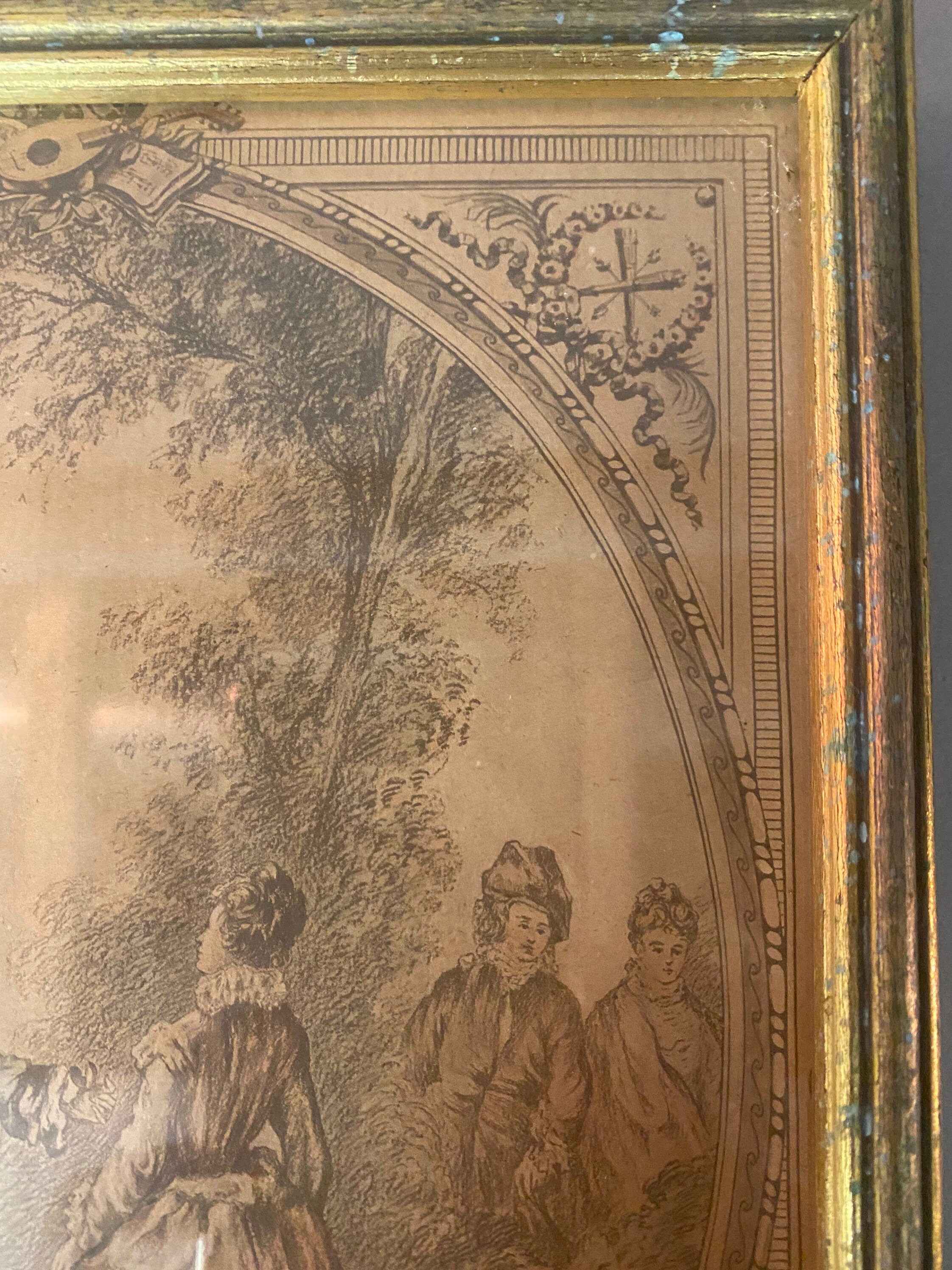 Antique French Lithograph Genre Scene Courting Print Circa 1890 - Etsy