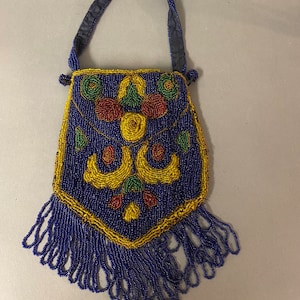 Antique Victorian Belgium Beaded Hand Bag Purse Circa 1900 image 1