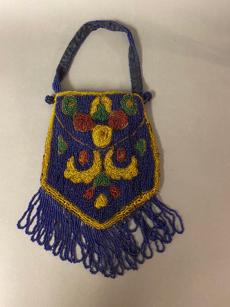 Antique Victorian Belgium Beaded Hand Bag Purse Circa 1900 image 1