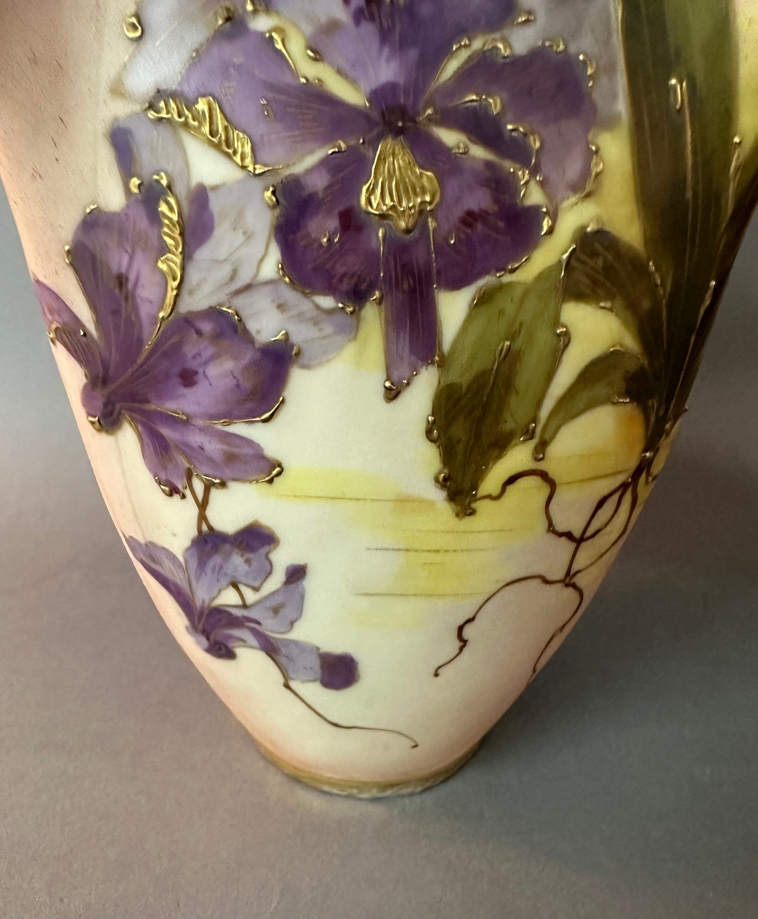 Art Nouveau Amphora Turn Teplitz Porcelain Hand Painted Gilt
