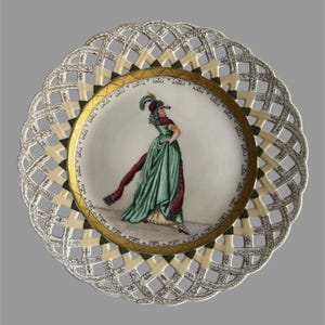 Antique French JPL Porcelain Hand Painted Portrait Plate 19th C