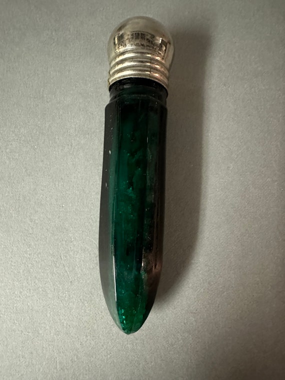Antique Victorian Emerald Green Art Glass Cologne… - image 5