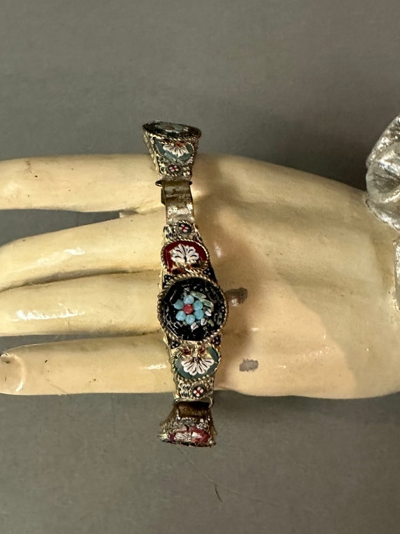 Bracelet Micro Mosaïque Italie Début 1900 - Montage Laiton - Style Murano Vintage