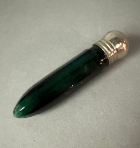 Antique Victorian Emerald Green Art Glass Cologne… - image 2