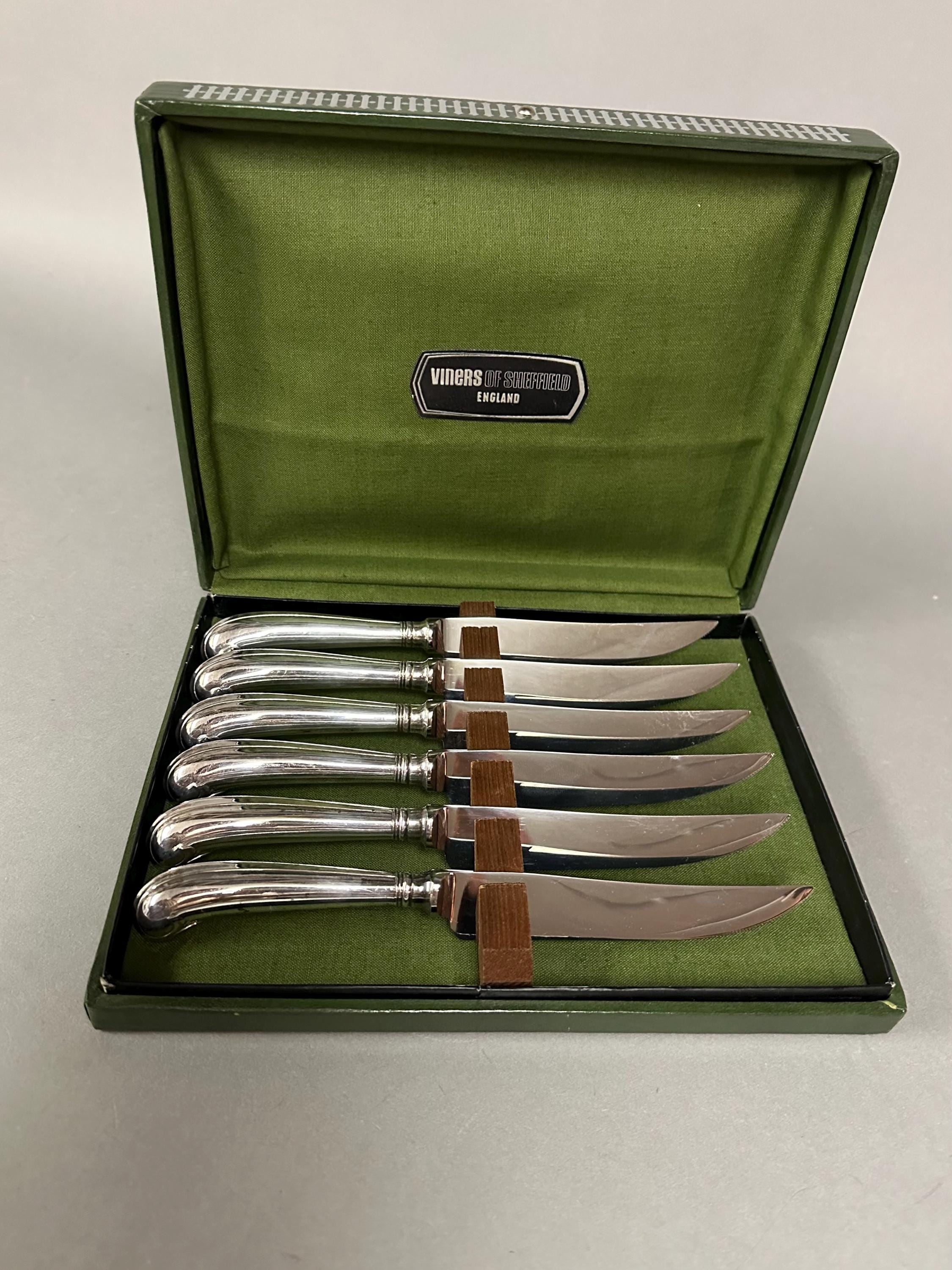 Vintage Set of Six Viners Sheffield Silver Plated Stainless Steel