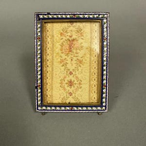 Antique Italian Floral Micro Mosaic Easel Back Photo Frame Circa 1890