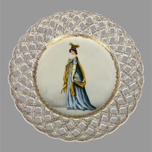 Antique French Porcelain Hand Painted Portrait Plate 19th C