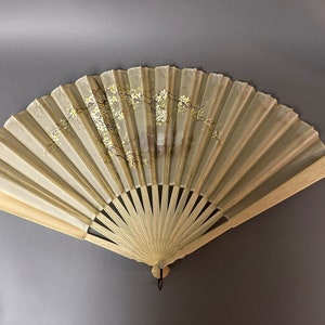 Antique Large Victorian Hand Painted Silk Hand Fan 19th C