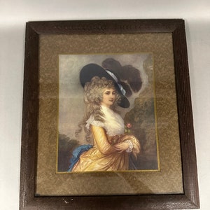 Antique Victorian Lithograph Portrait Print of a Noblewoman 19th C