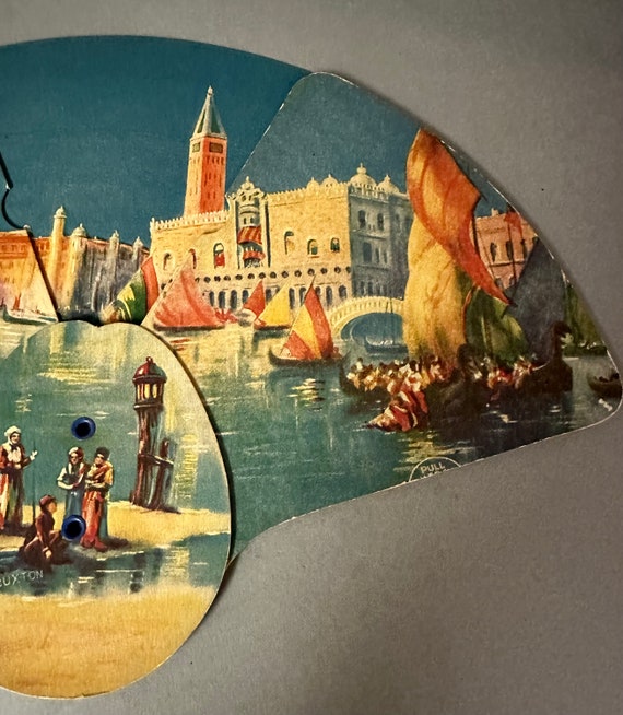 Vintage Paper Lithograph Advertising Hand Fan Cir… - image 4
