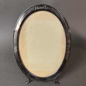 Antique Oval Silver Plate Easel Back Photo Frame Circa 1890
