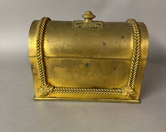 Antique Gilt Bronze Domed Top Document Letter Box 19th C
