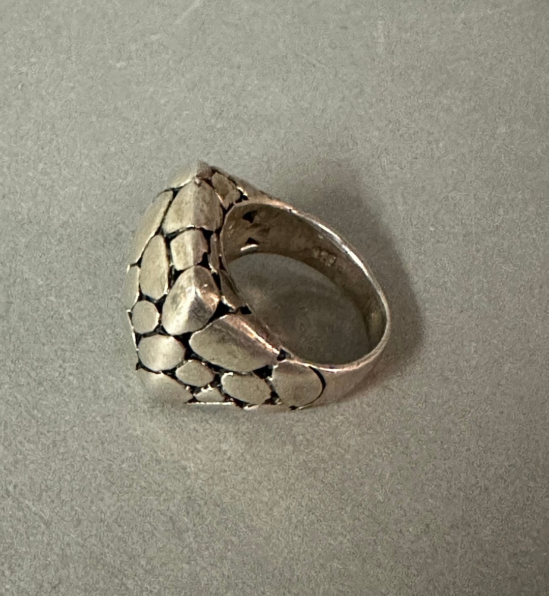 Vintage 925 Silver Reticulated Pebble Stone Ring - Etsy