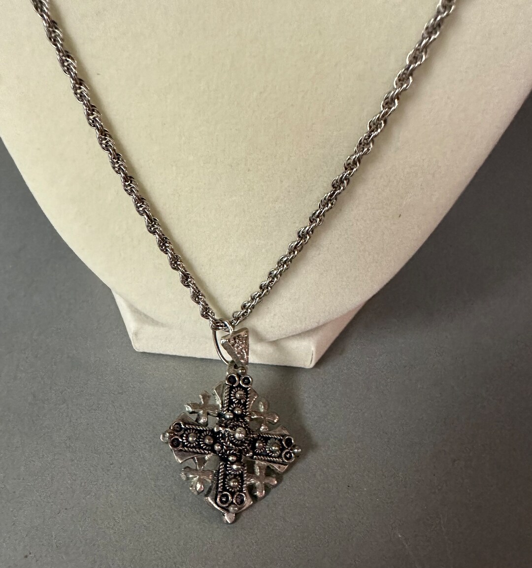 Vintage Sterling Silver 925 Cross Pendant Necklace Circa 1960 - Etsy