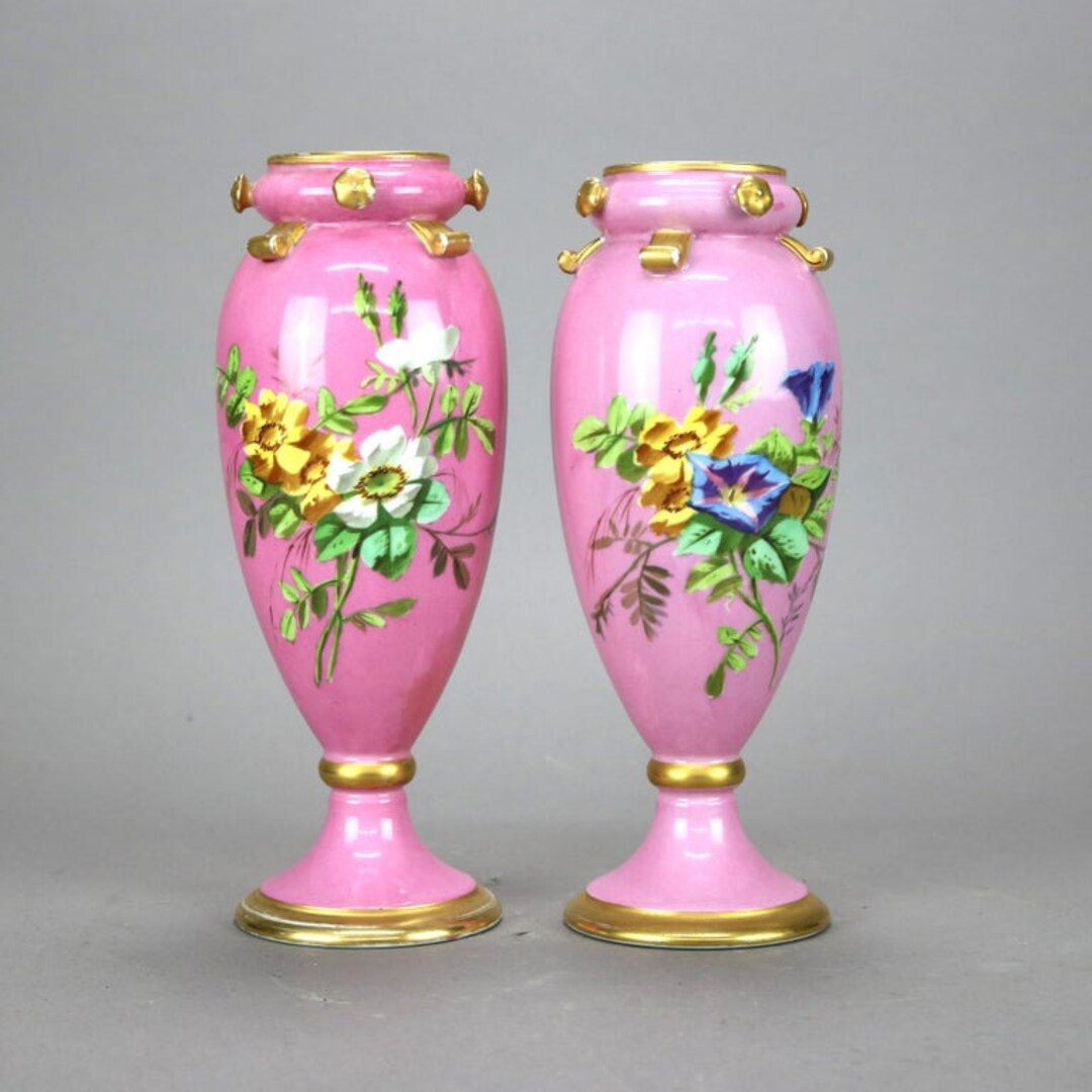 Antique Pair Sevres French Hand Painted Porcelain Vases 19th C Etsy
