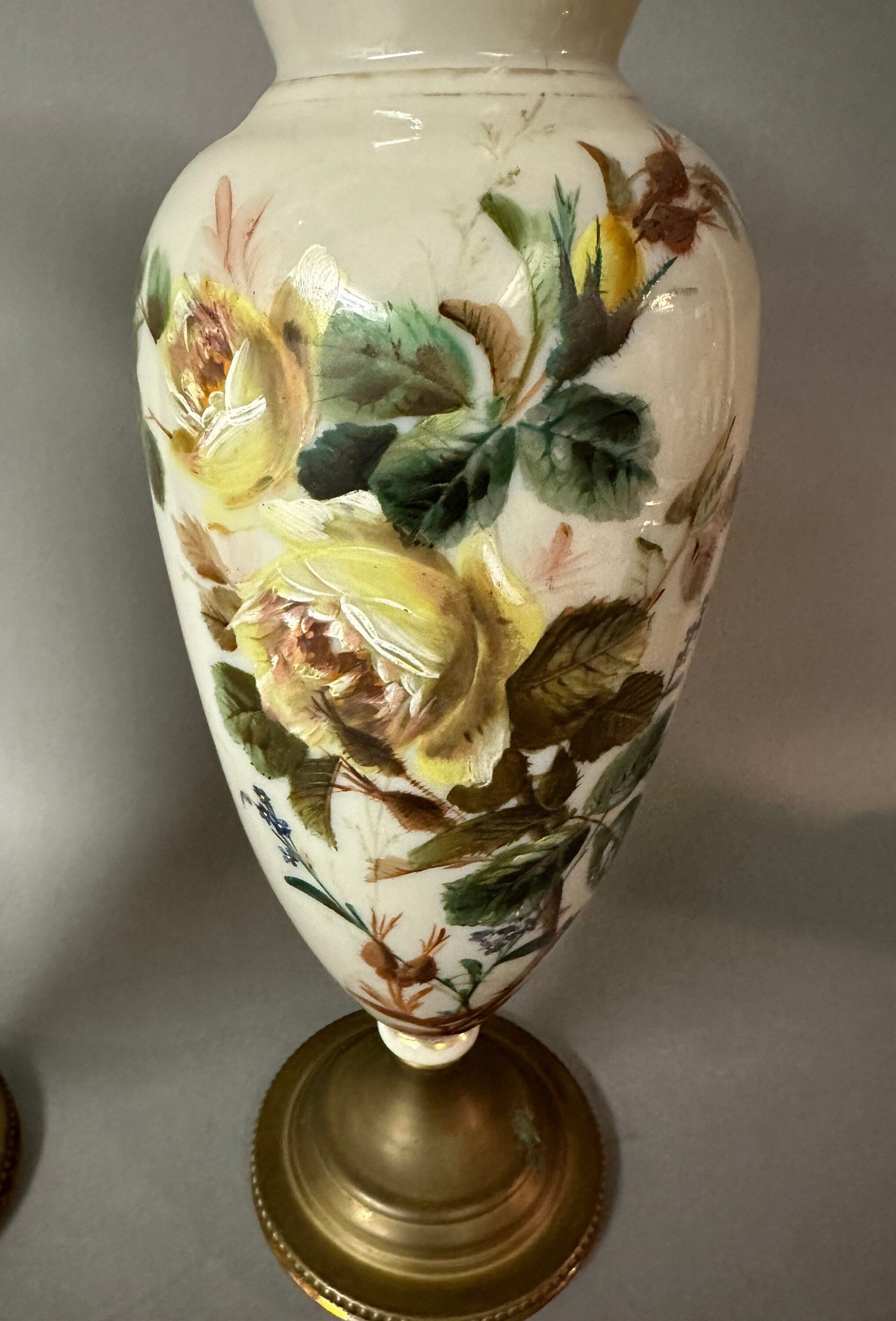 Antique Pair Victorian Bristol Hand Painted Glass Vases Circa - Etsy